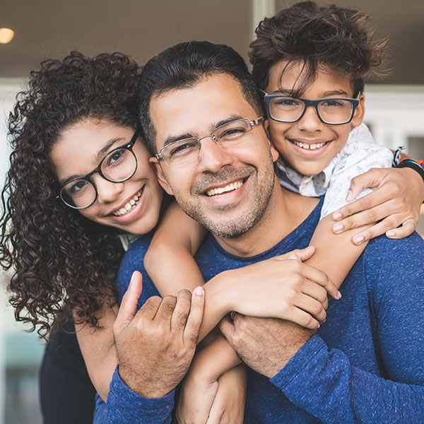 Happy family smiling having a good time