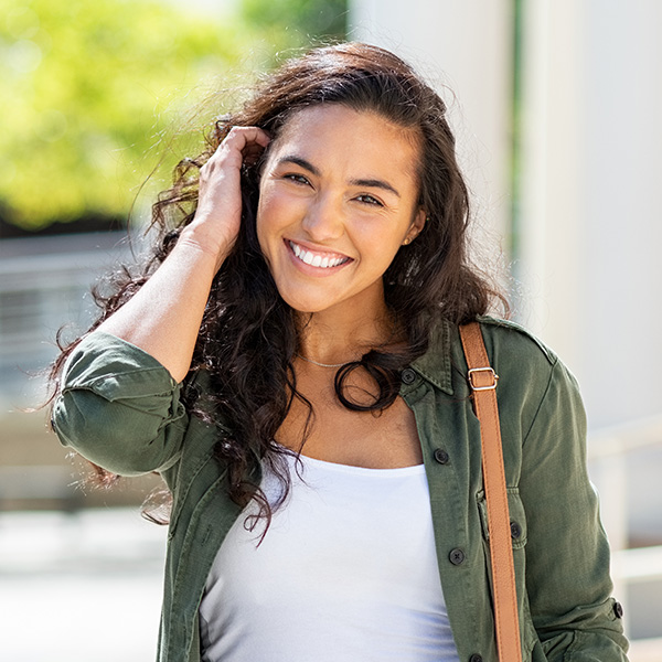 Happy woman smiling with beautiful teeth